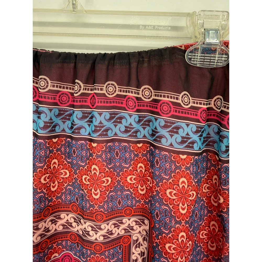 Boho Scarf Print Midi Skirt Bandana Paisley Lined Pull On Hippie Indie Medium - Picture 3 of 9